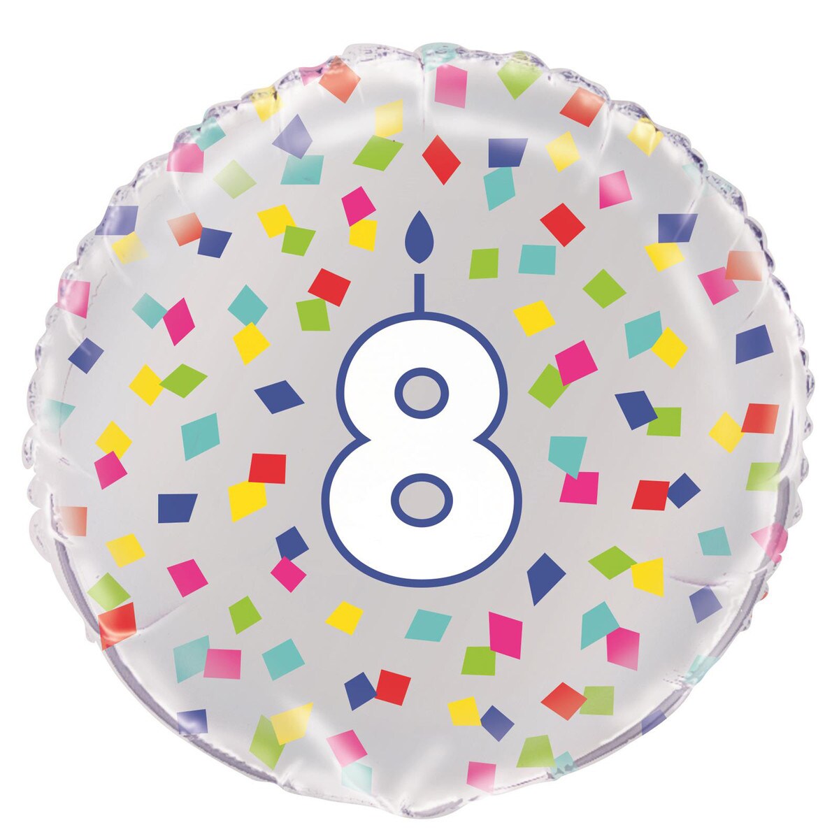 Foil Balloon Number 8 - Rainbow Confetti - Dollars and Sense