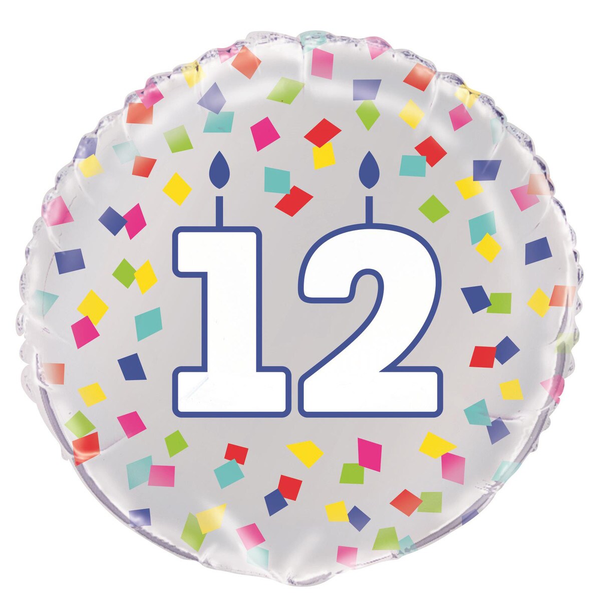 Foil Balloon Number 12 - Rainbow Confetti - Dollars and Sense