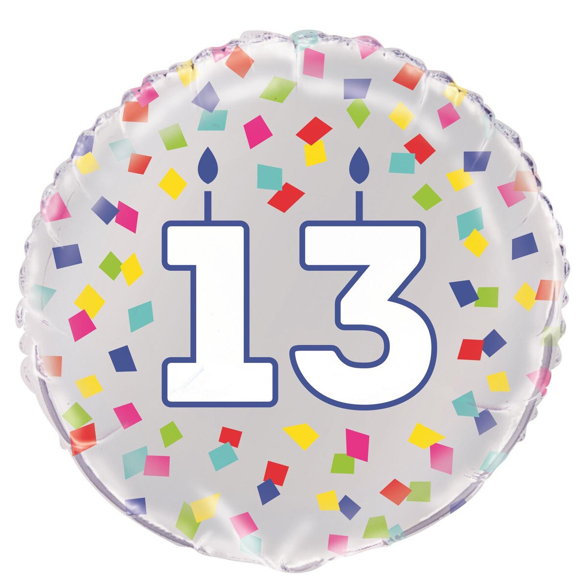 Foil Balloon Number 13 - Rainbow Confetti - Dollars and Sense
