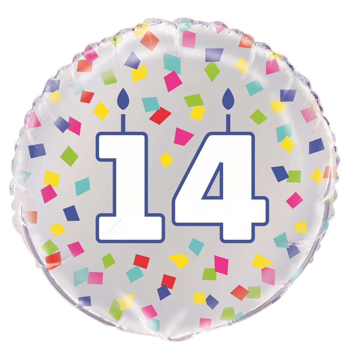 Foil Balloon Number 14 - Rainbow Confetti - Dollars and Sense