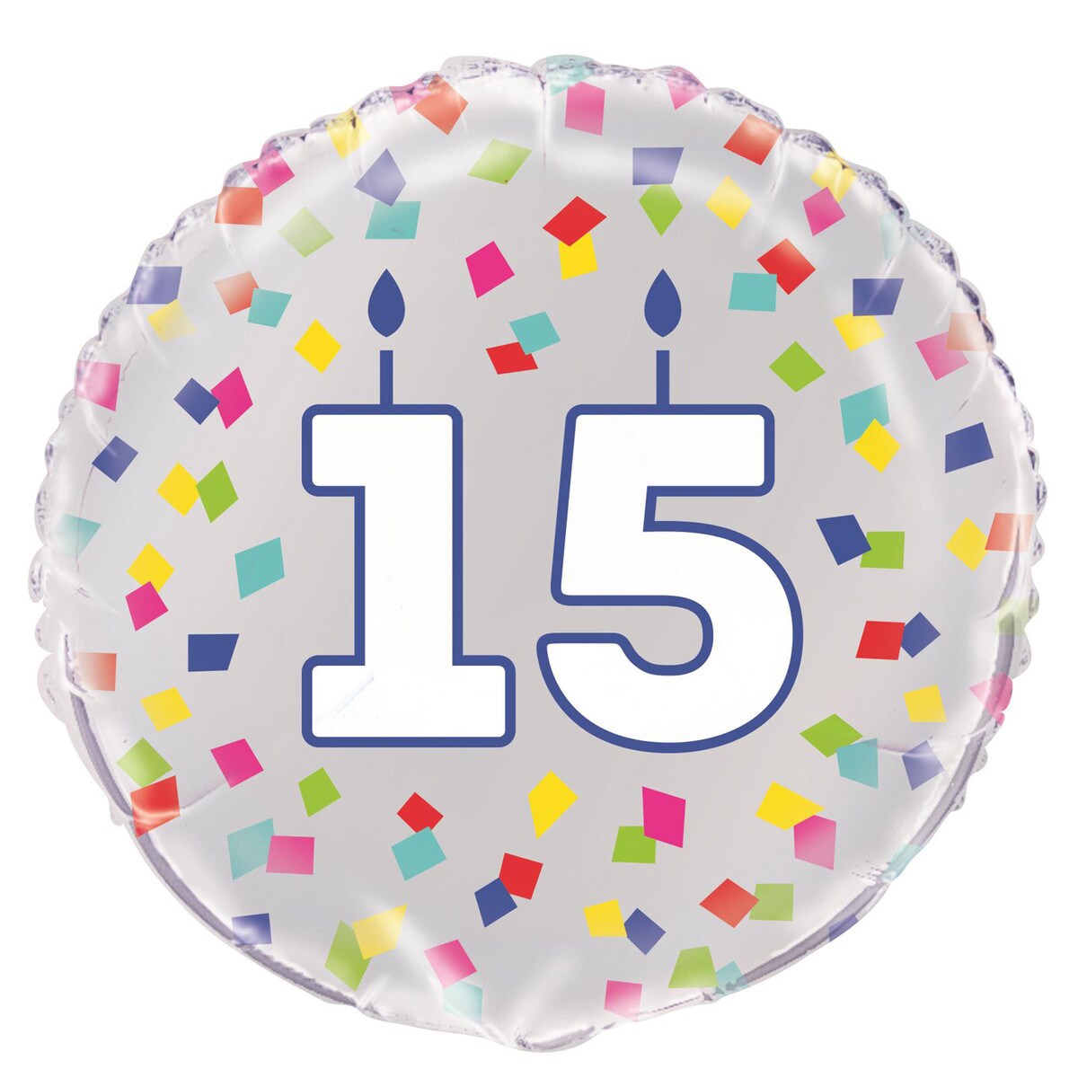 Foil Balloon Number 15 - Rainbow Confetti - Dollars and Sense