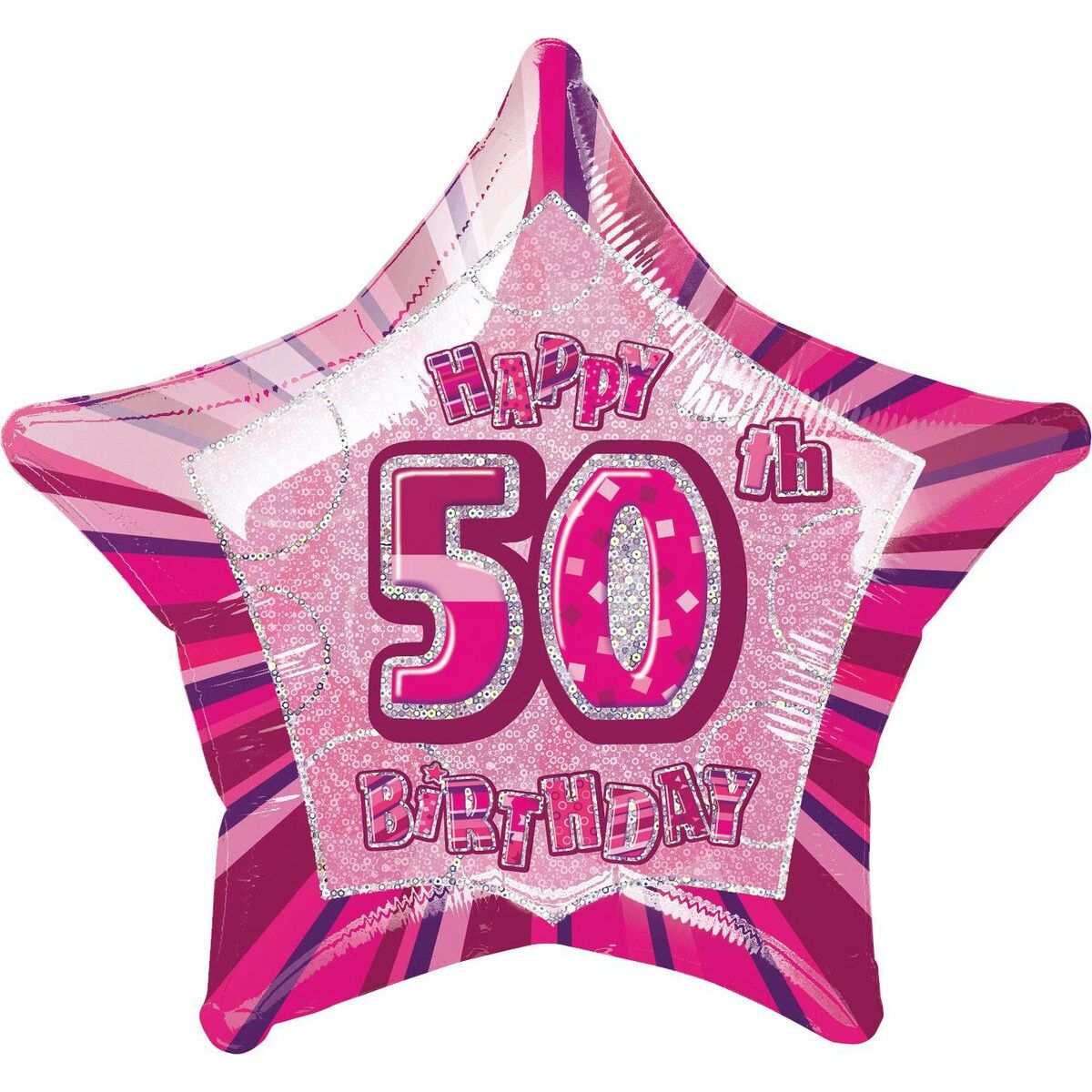 50th Birthday Star Foil Balloon - Glitz Pink - Dollars and Sense