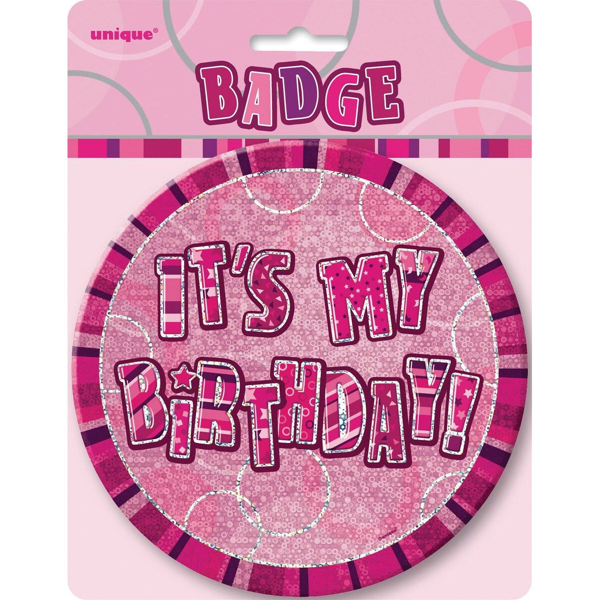 Happy Birthday Jumbo Badge - Glitz Pink - Dollars and Sense