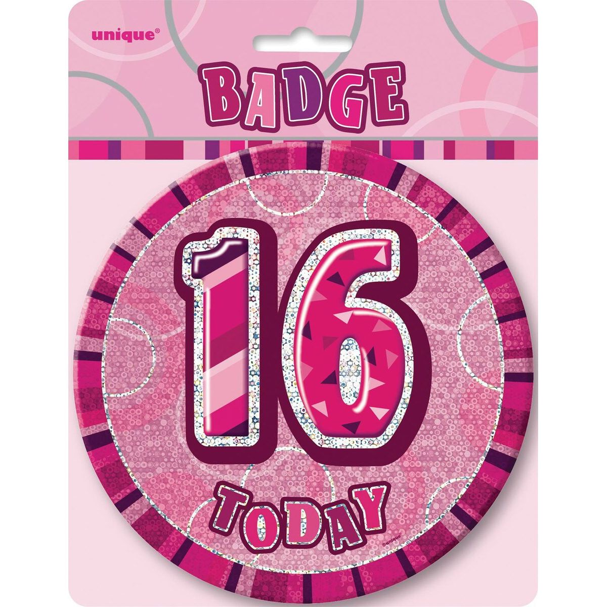 16th Birthday Badge - Glitz Pink - Dollars and Sense