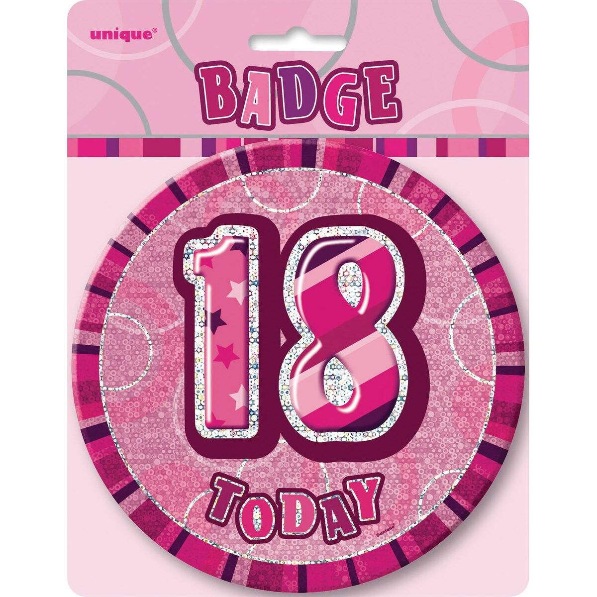 18th Birthday Jumbo Badge - Glitz Pink - Dollars and Sense