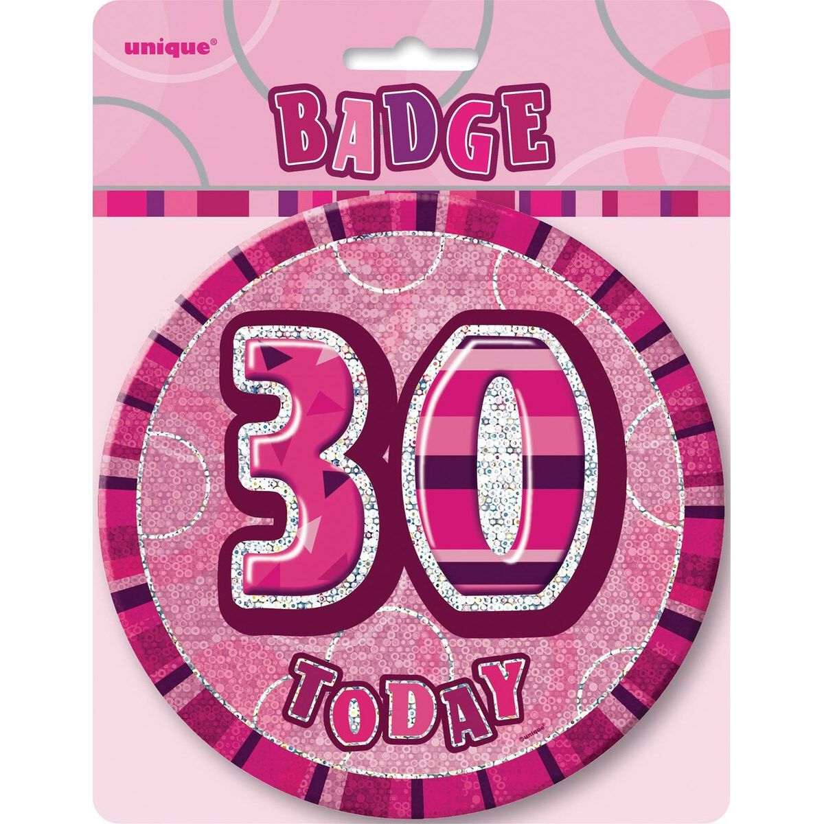 30th Birthday Jumbo Badge - Glitz Pink - Dollars and Sense