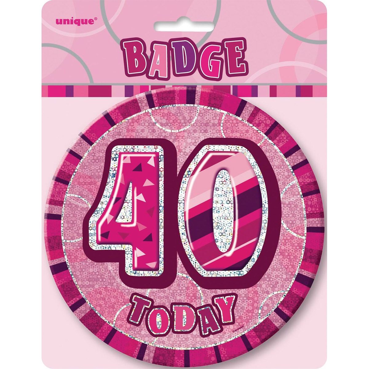 40th Birthday Jumbo Badge - Glitz Pink - Dollars and Sense