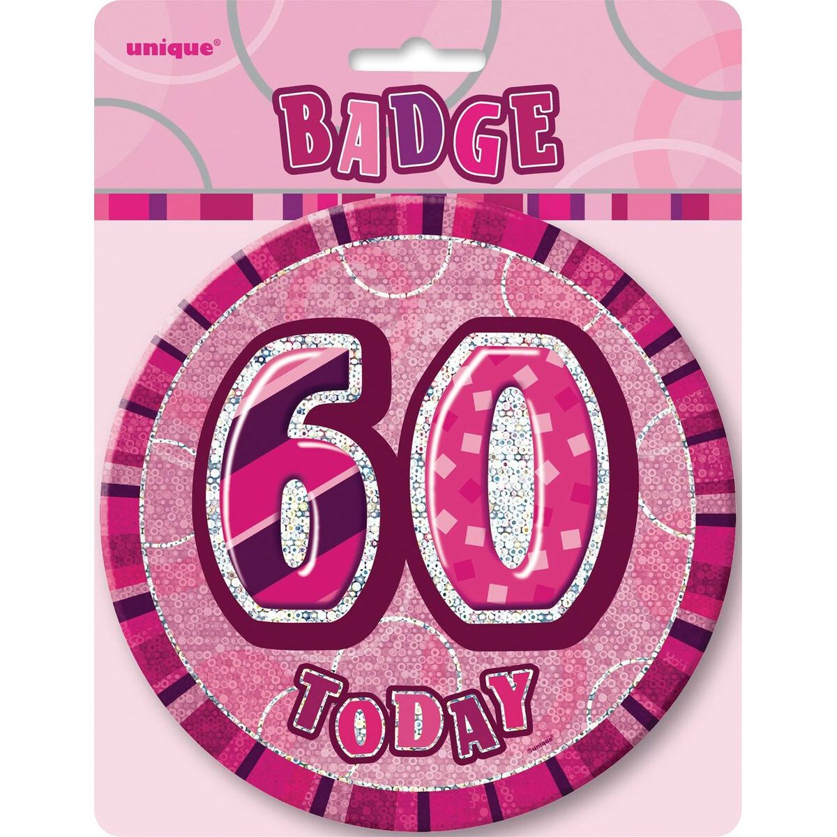 60th Birthday Jumbo Badge - Glitz Pink - Dollars and Sense