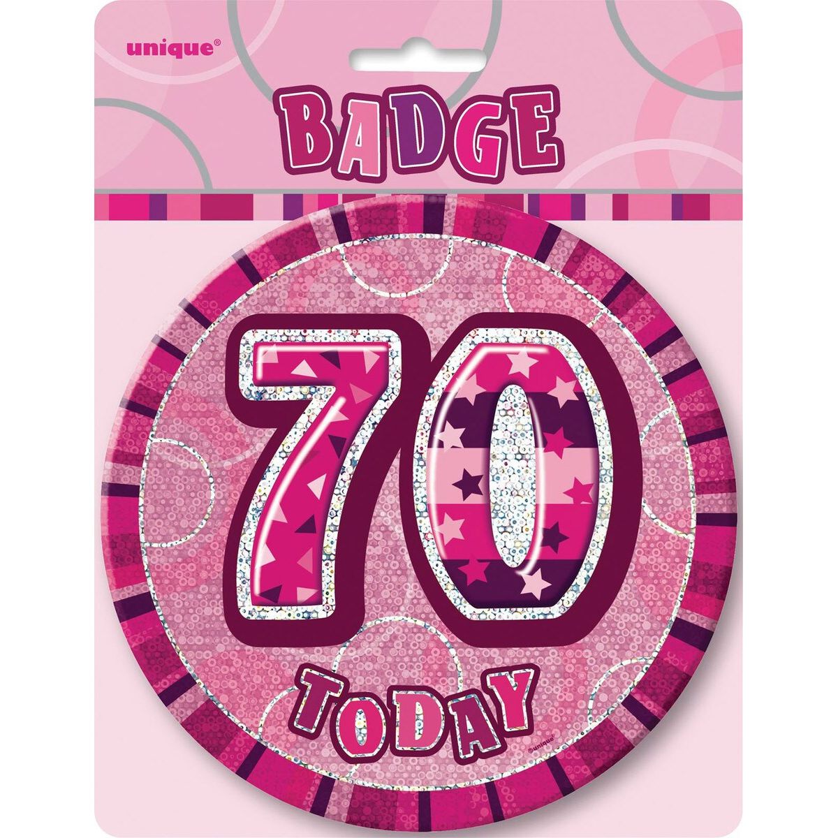 70th Birthday Jumbo Badge - Glitz Pink - Dollars and Sense