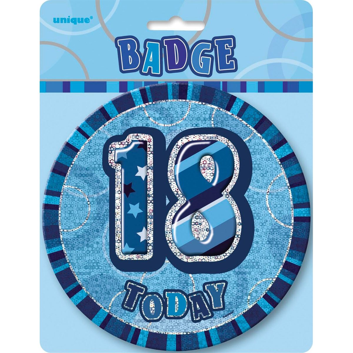 18th Birthday Jumbo Badge - Glitz Blue - Dollars and Sense