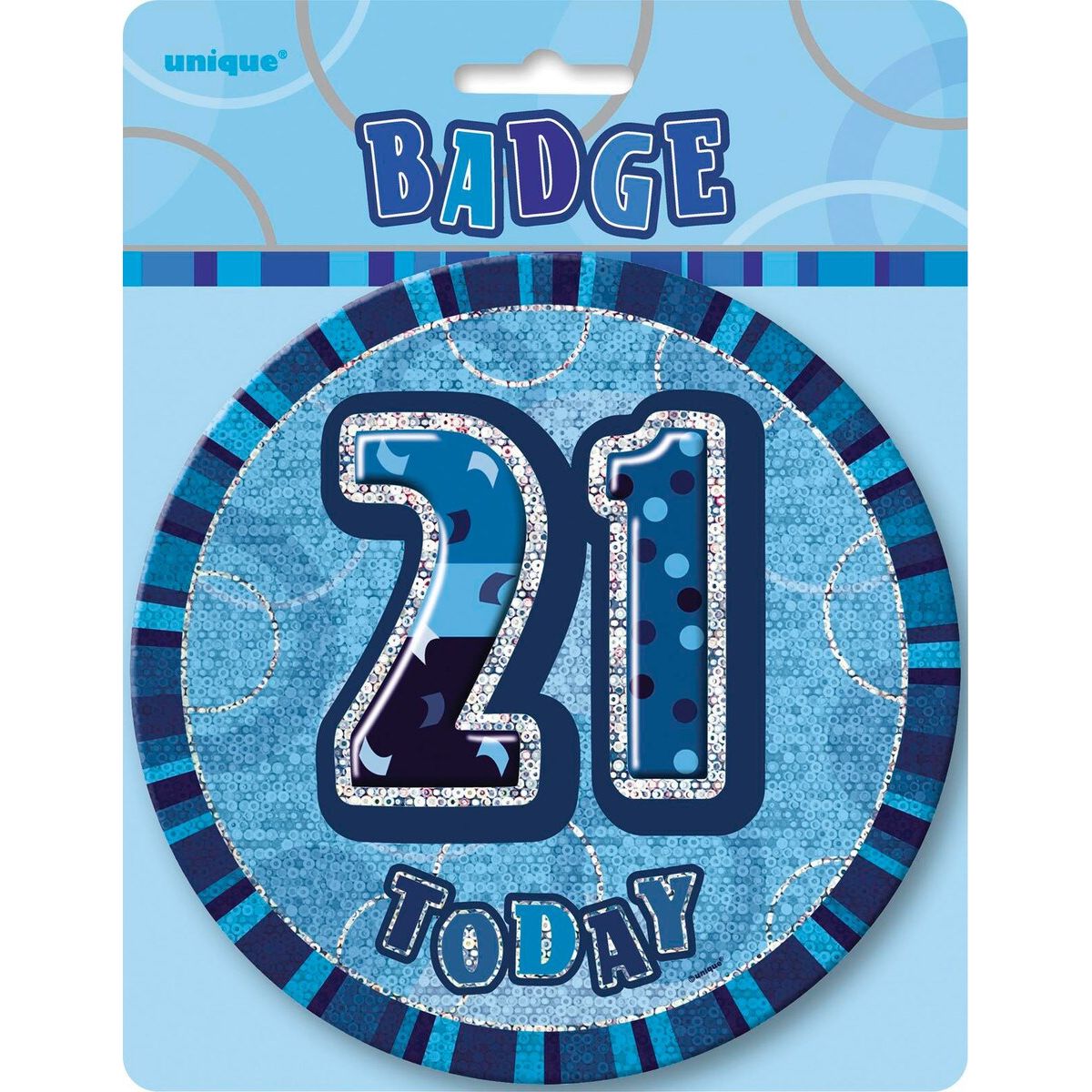 21th Birthday Jumbo Badge - Glitz Blue - Dollars and Sense