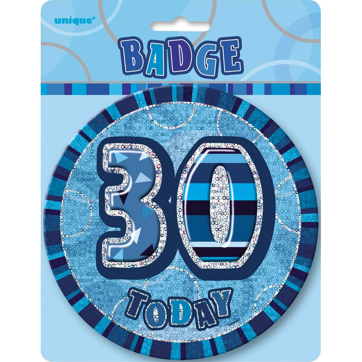 30th Birthday Jumbo Badge - Glitz Blue - Dollars and Sense