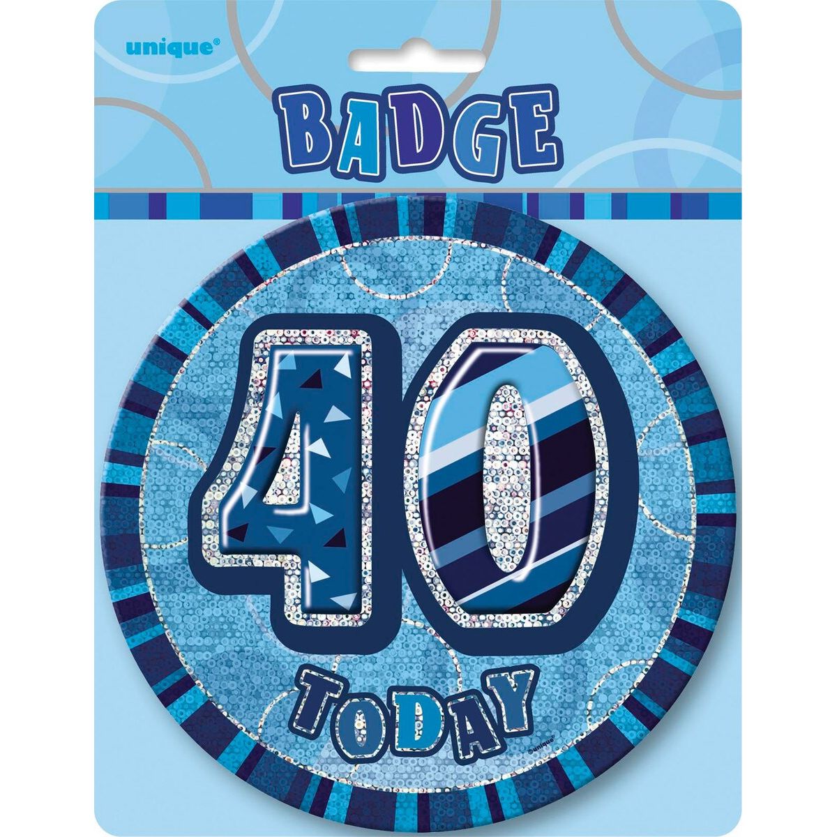 40th Birthday Jumbo Badge - Glitz Blue - Dollars and Sense