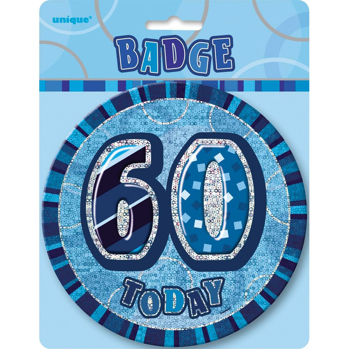60th Birthday Jumbo Badge - Glitz Blue - Dollars and Sense