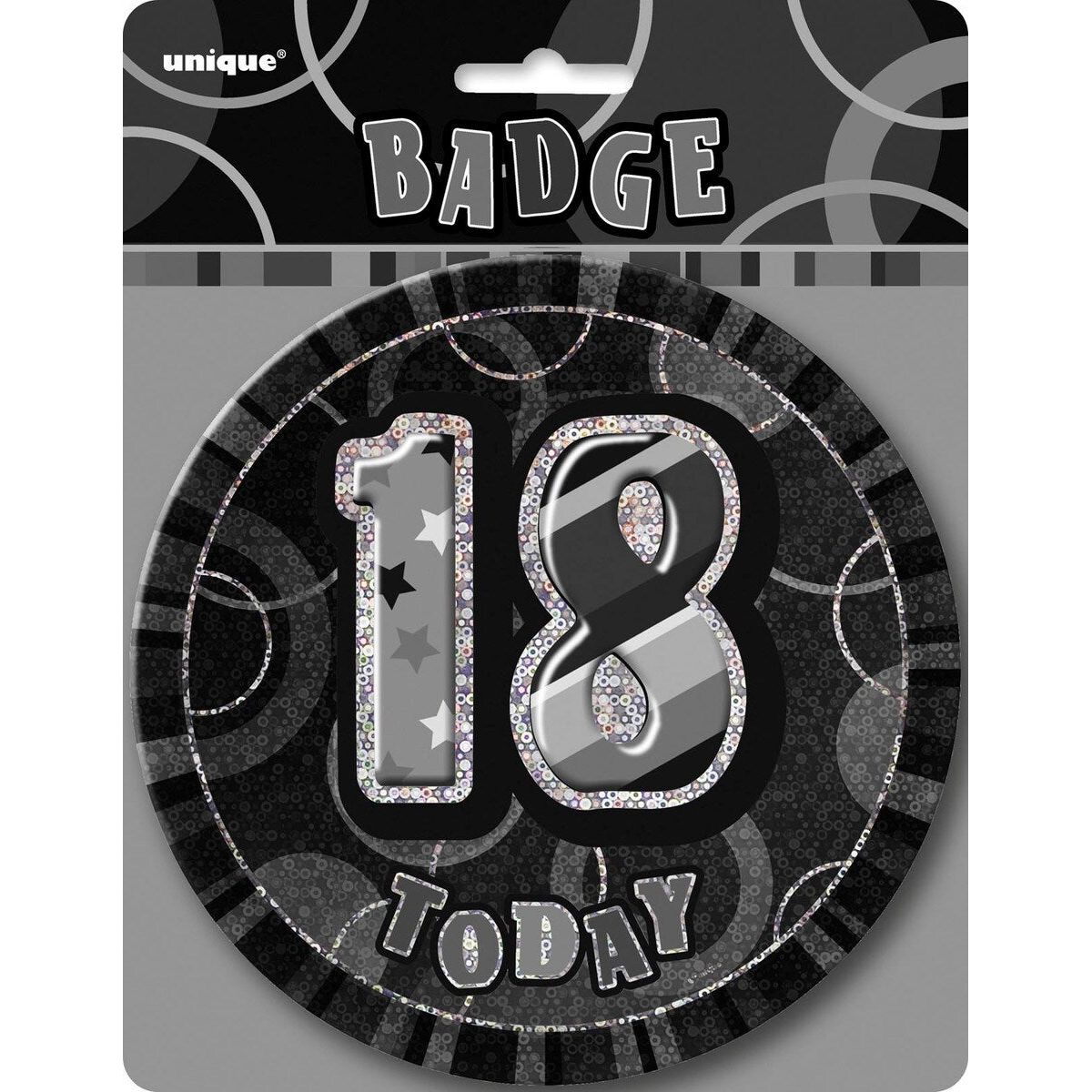 18th Birthday Jumbo Badge - Glitz Black - Dollars and Sense