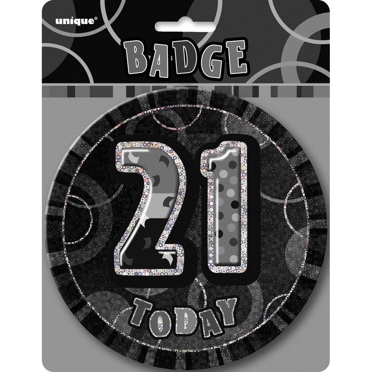21th Birthday Jumbo Badge - Glitz Black - Dollars and Sense