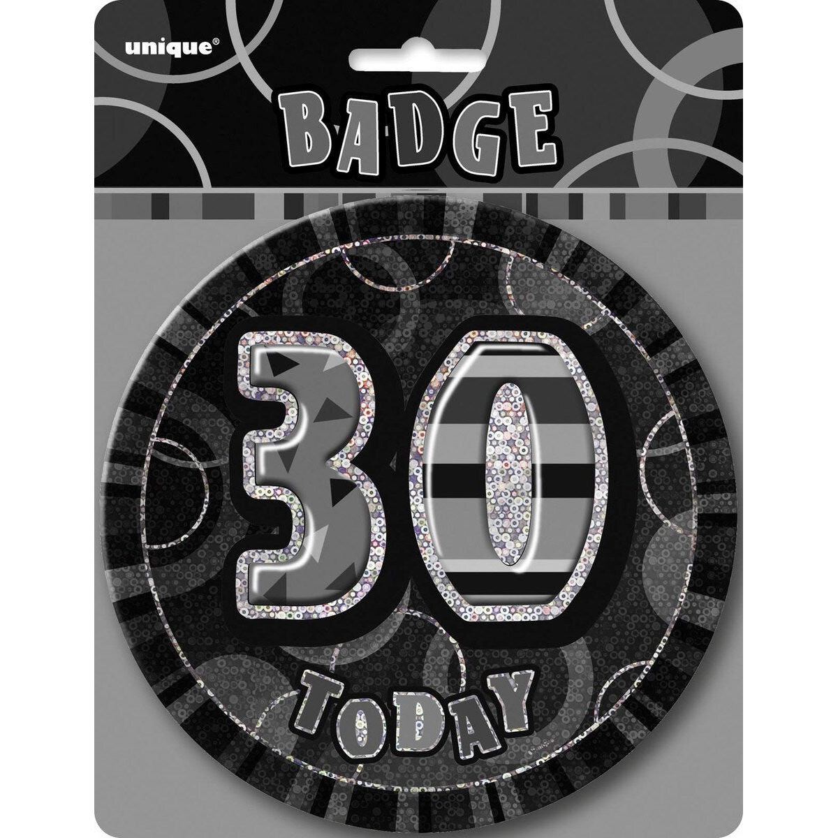 30th Birthday Jumbo Badge - Glitz Black - Dollars and Sense