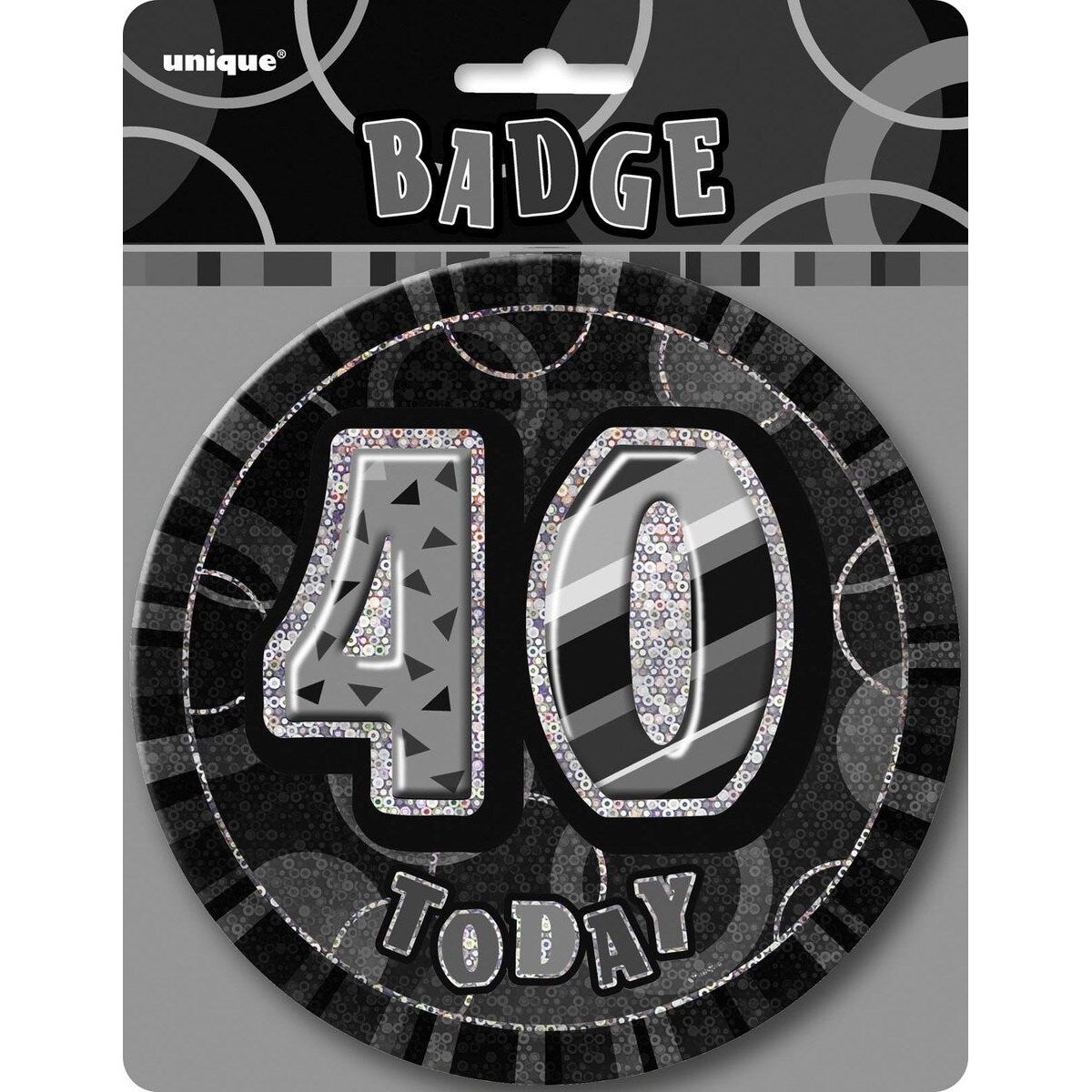 40th Birthday Jumbo Badge - Glitz Black - Dollars and Sense