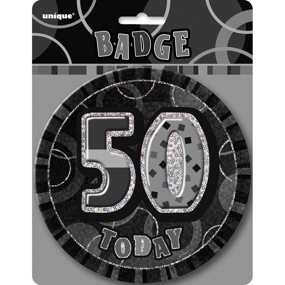 50th Birthday Jumbo Badge - Glitz Black - Dollars and Sense