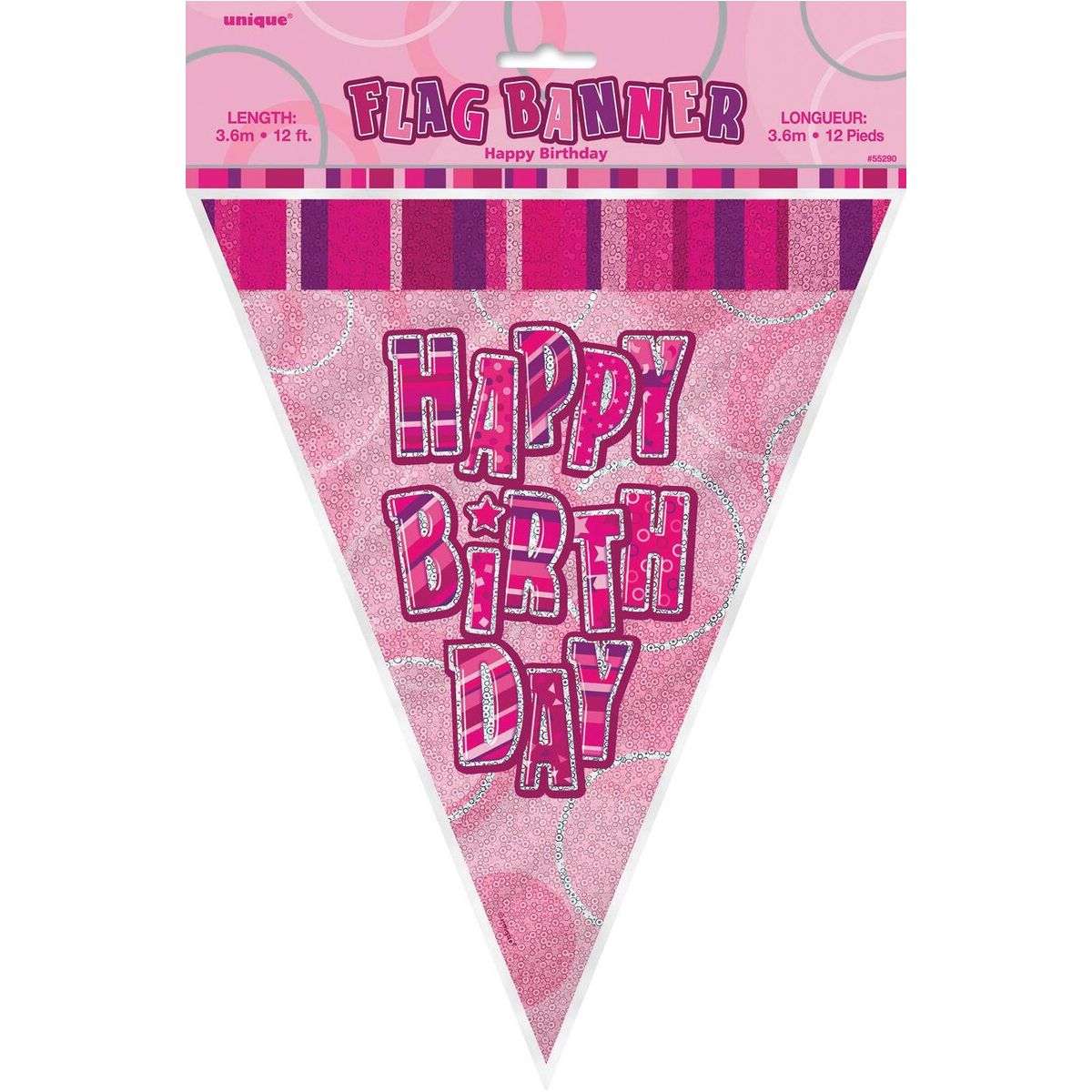 Happy Birthday Flag Banner - Glitz Pink - Dollars and Sense