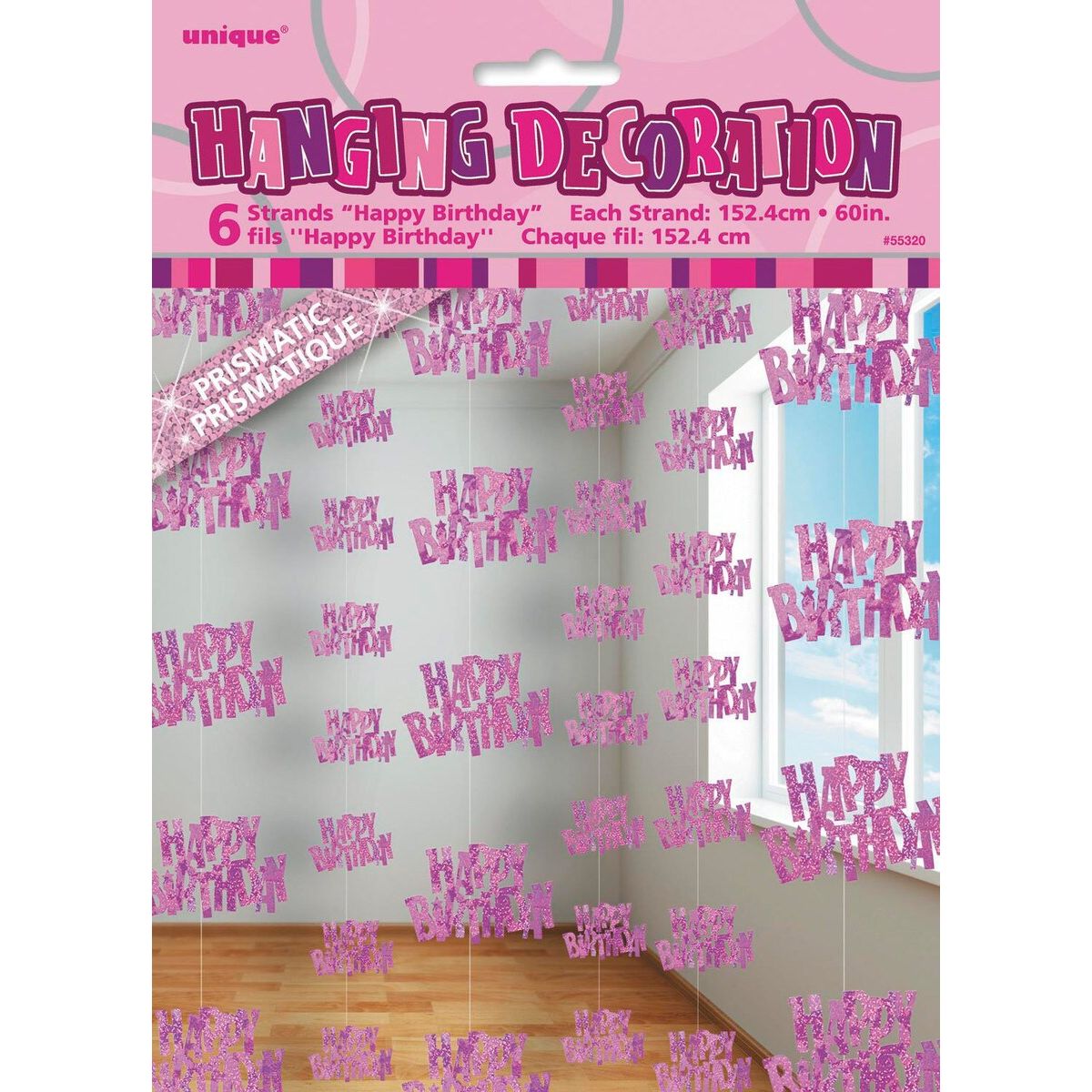 Happy Birthday Hanging Decorations - Glitz Pink - Dollars and Sense