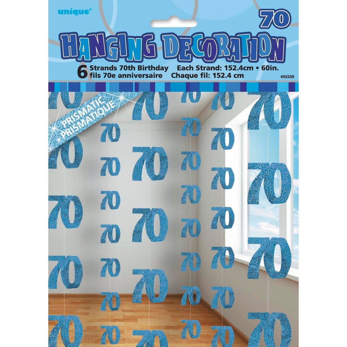 70th Hanging Decorations - Glitz Blue - Dollars and Sense