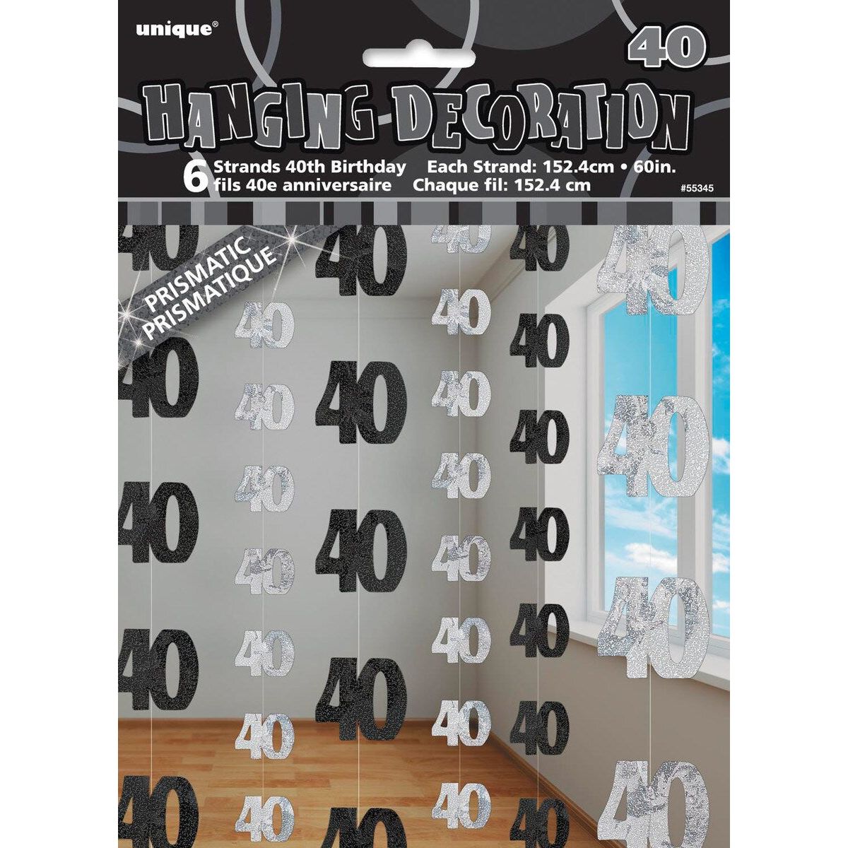 40th Hanging Decorations - Glitz Black - Dollars and Sense