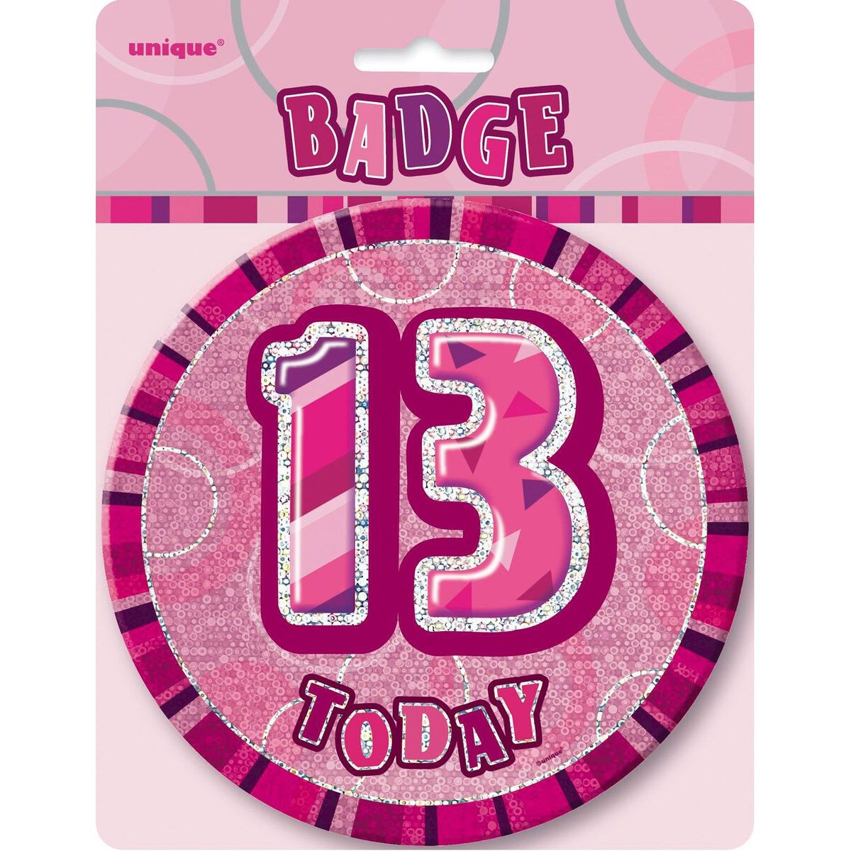 13th Birthday Jumbo Badge - Glitz Pink - Dollars and Sense