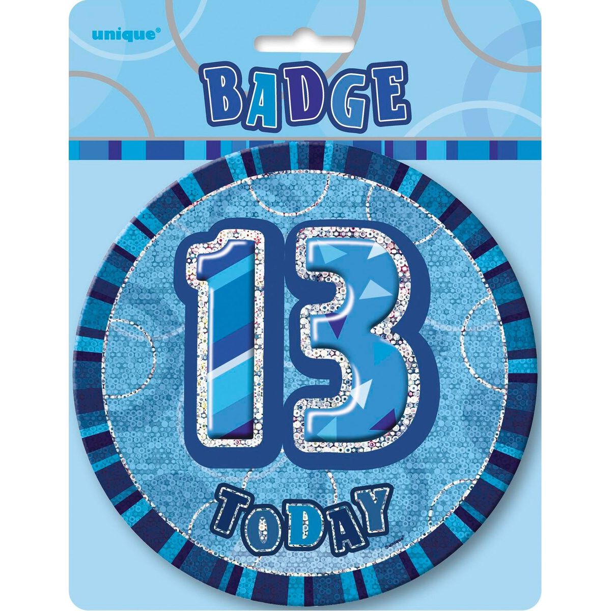 13th Birthday Jumbo Badge - Glitz Blue - Dollars and Sense