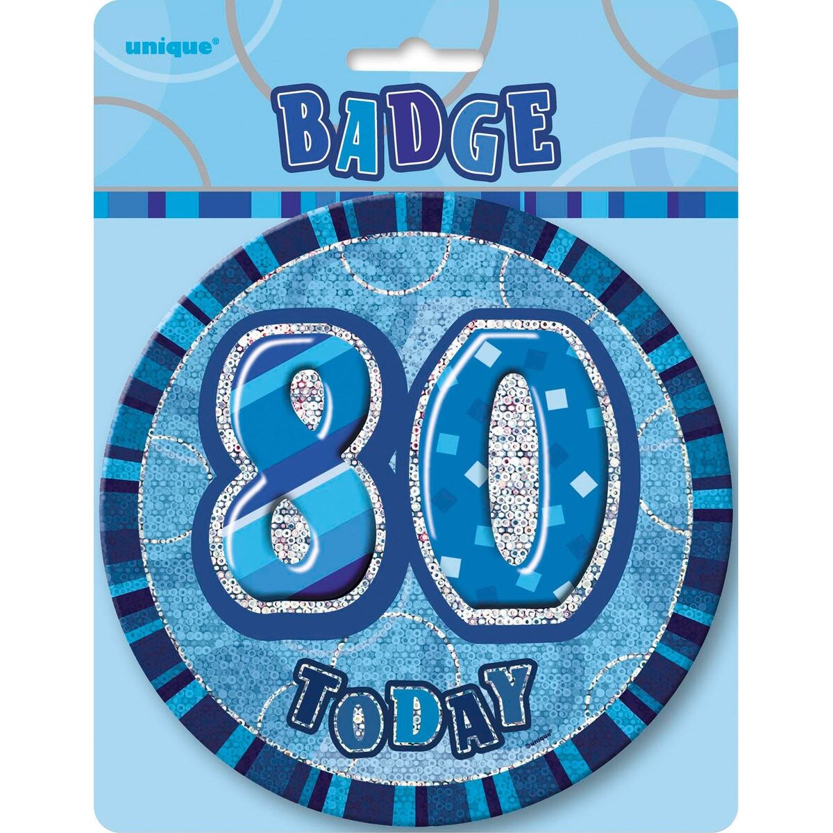 80th Birthday Jumbo Badge - Glitz Blue - Dollars and Sense