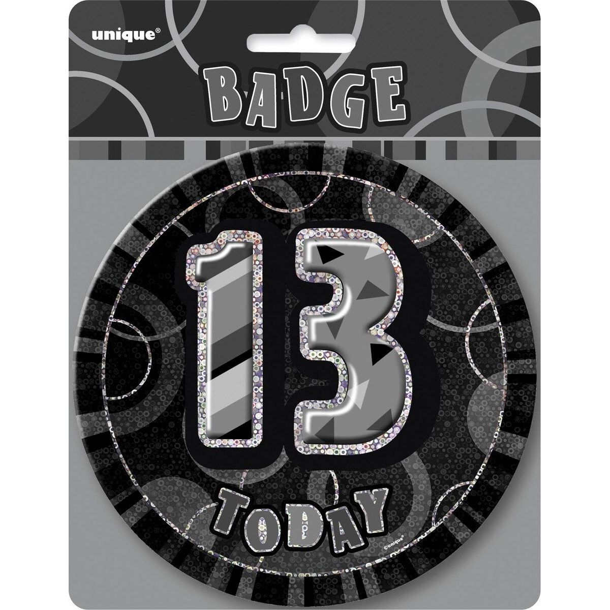13th Birthday Jumbo Badge - Glitz Black - Dollars and Sense