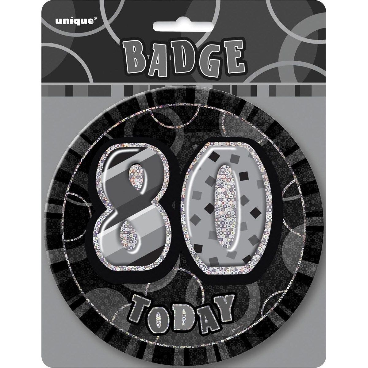 80th Birthday Jumbo Badge - Glitz Black - Dollars and Sense