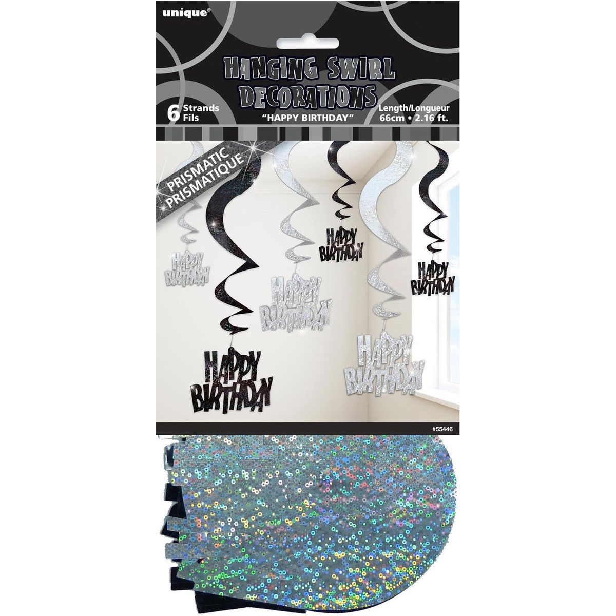 Glitz Black 6 HBday Swirls