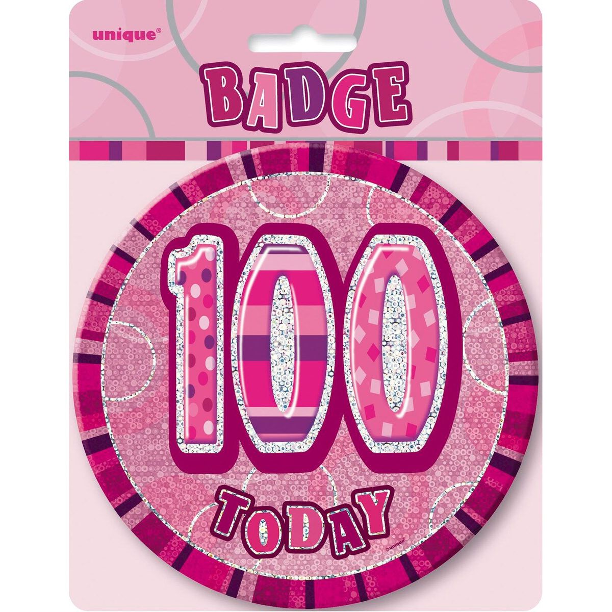 100th Birthday Jumbo Badge - Glitz Pink - Dollars and Sense