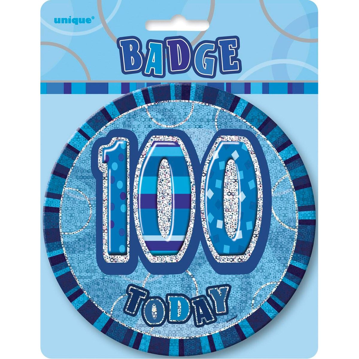 100th Birthday Jumbo Badge - Glitz Blue - Dollars and Sense