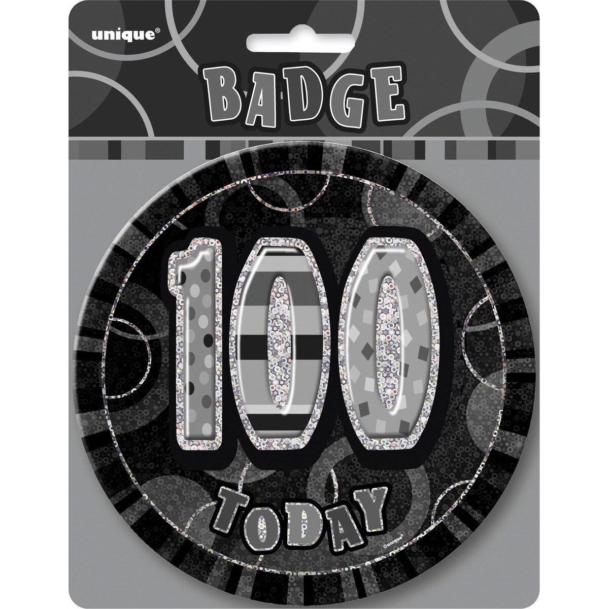 100th Birthday Jumbo Badge - Glitz Black - Dollars and Sense