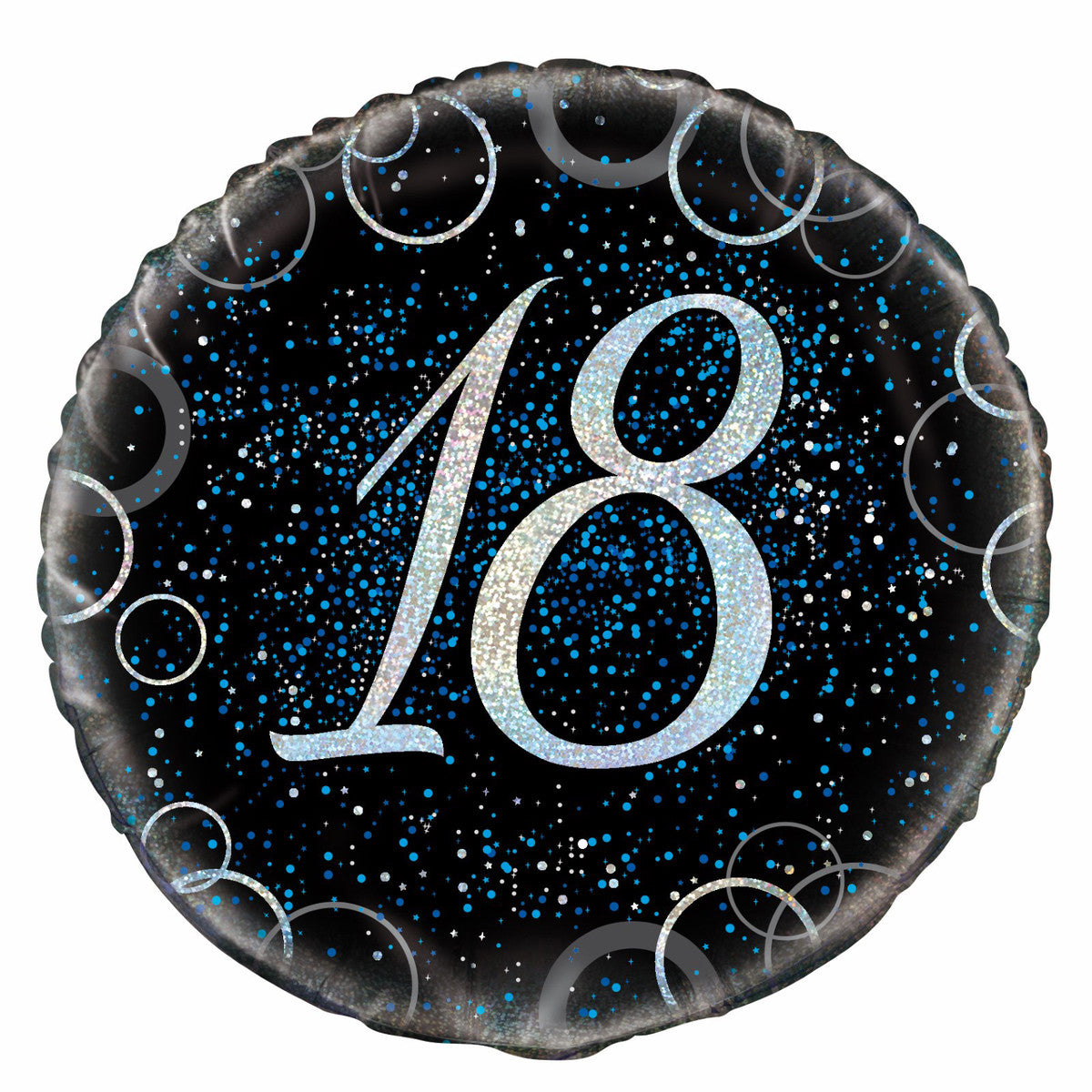 18th Birthday Foil Balloon - Glitz Blue - Dollars and Sense