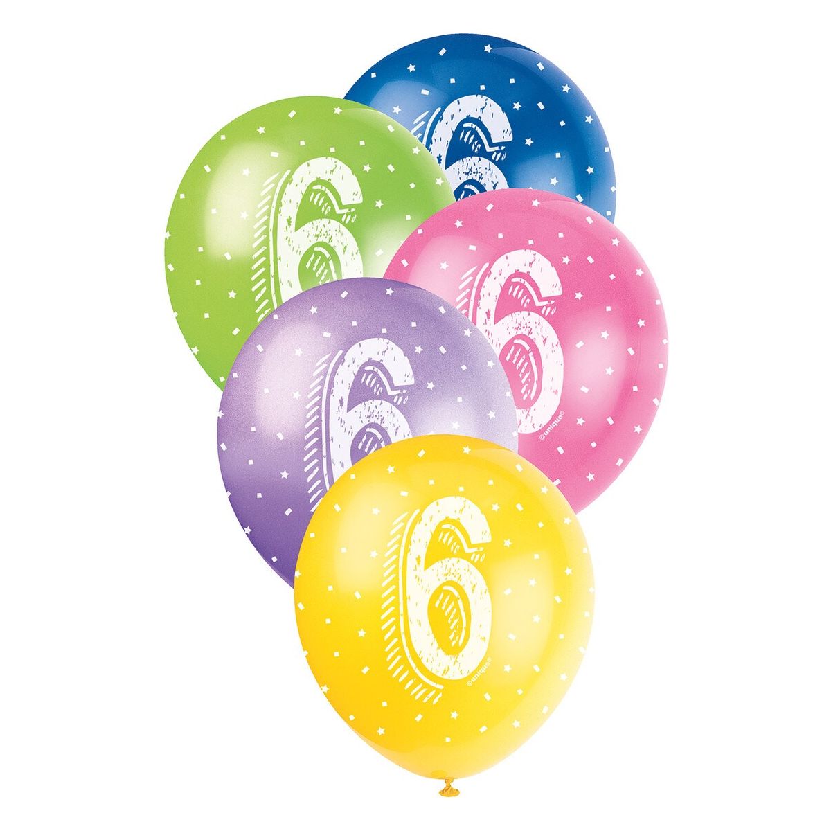 5 X Number "6" Printed Balloons - Pearl - Dollars and Sense