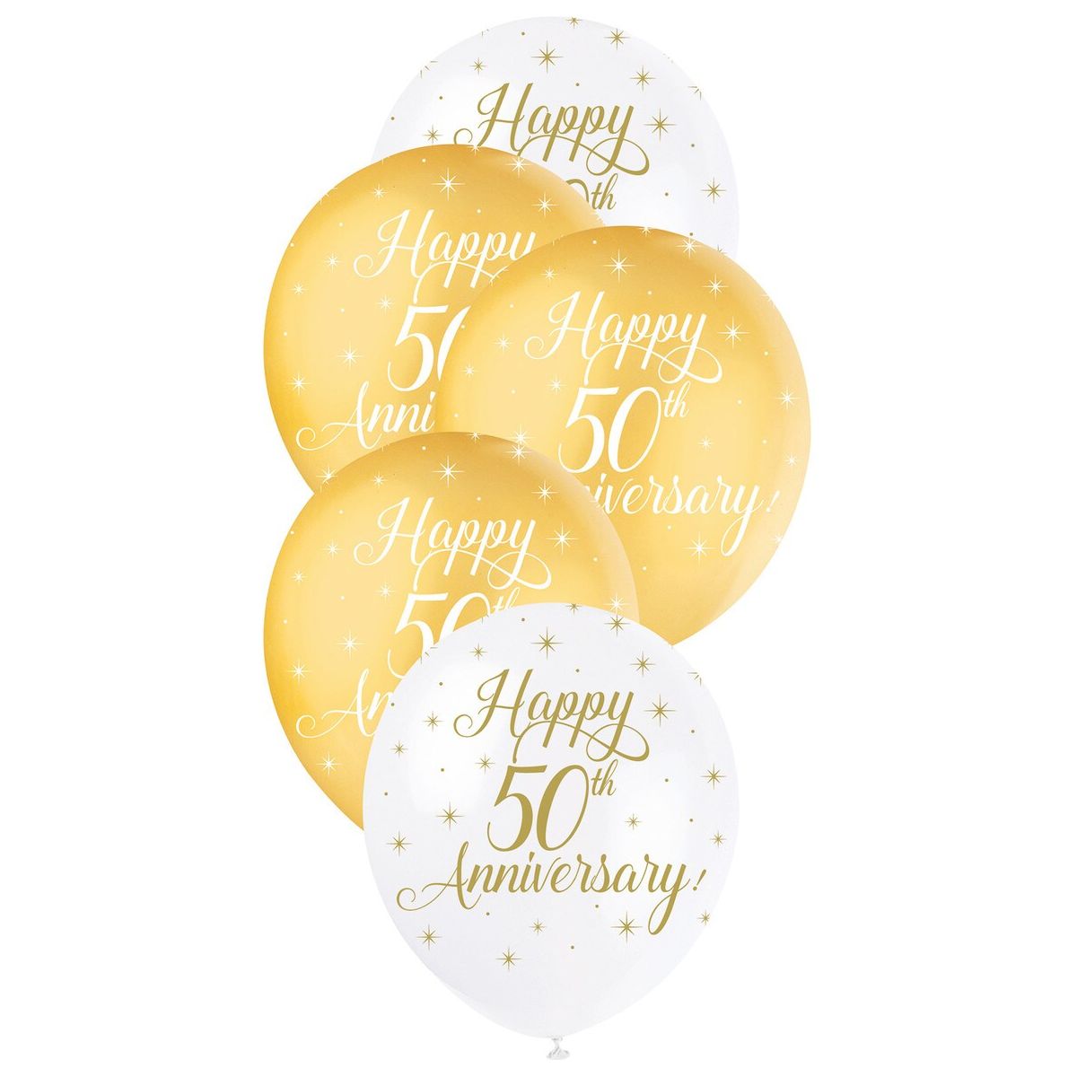 Happy 50th Anniversary Pearl Balloons - Gold & White - Dollars and Sense