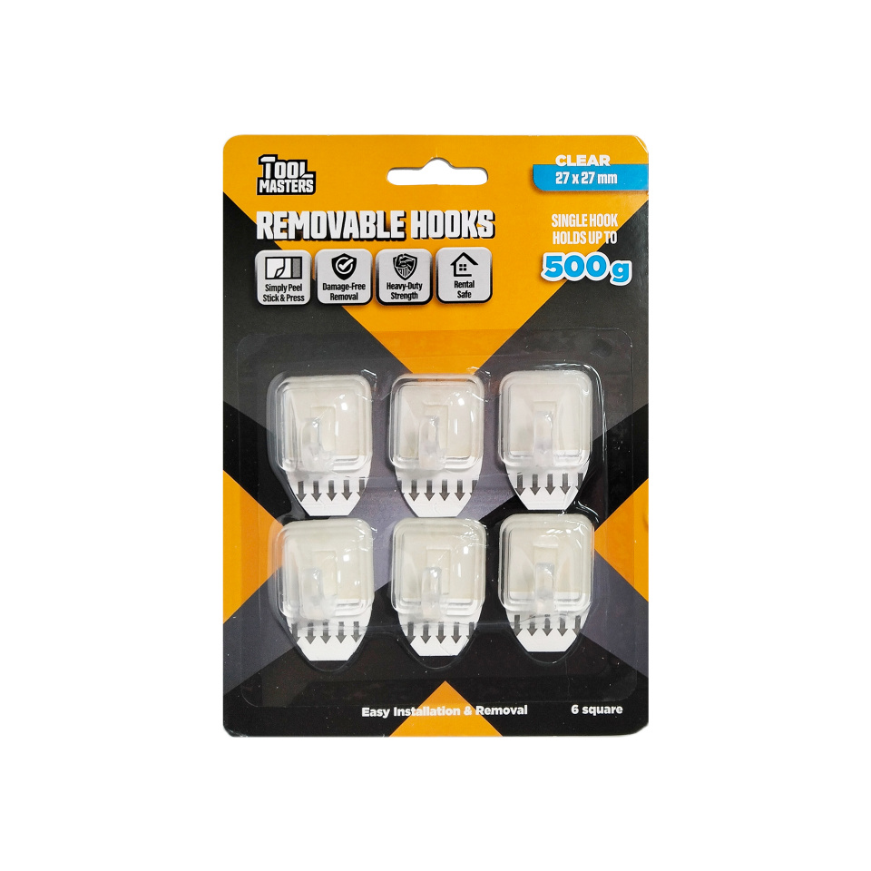 Removable Square Hooks -Clear - Dollars and Sense