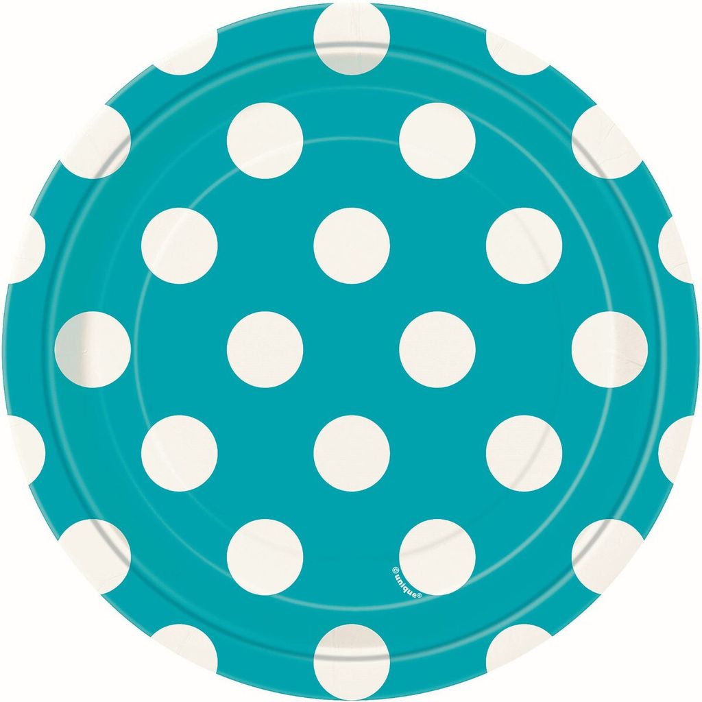 Dots Paper Plates - Caribbean Teal - Dollars and Sense