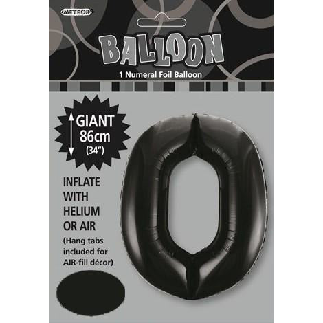 Number 0 Foil Balloon - Black - Dollars and Sense