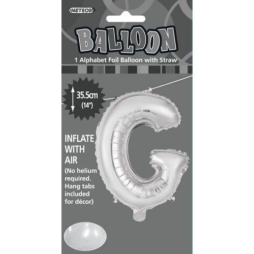 Alphabet G Foil Balloon - Silver - Dollars and Sense