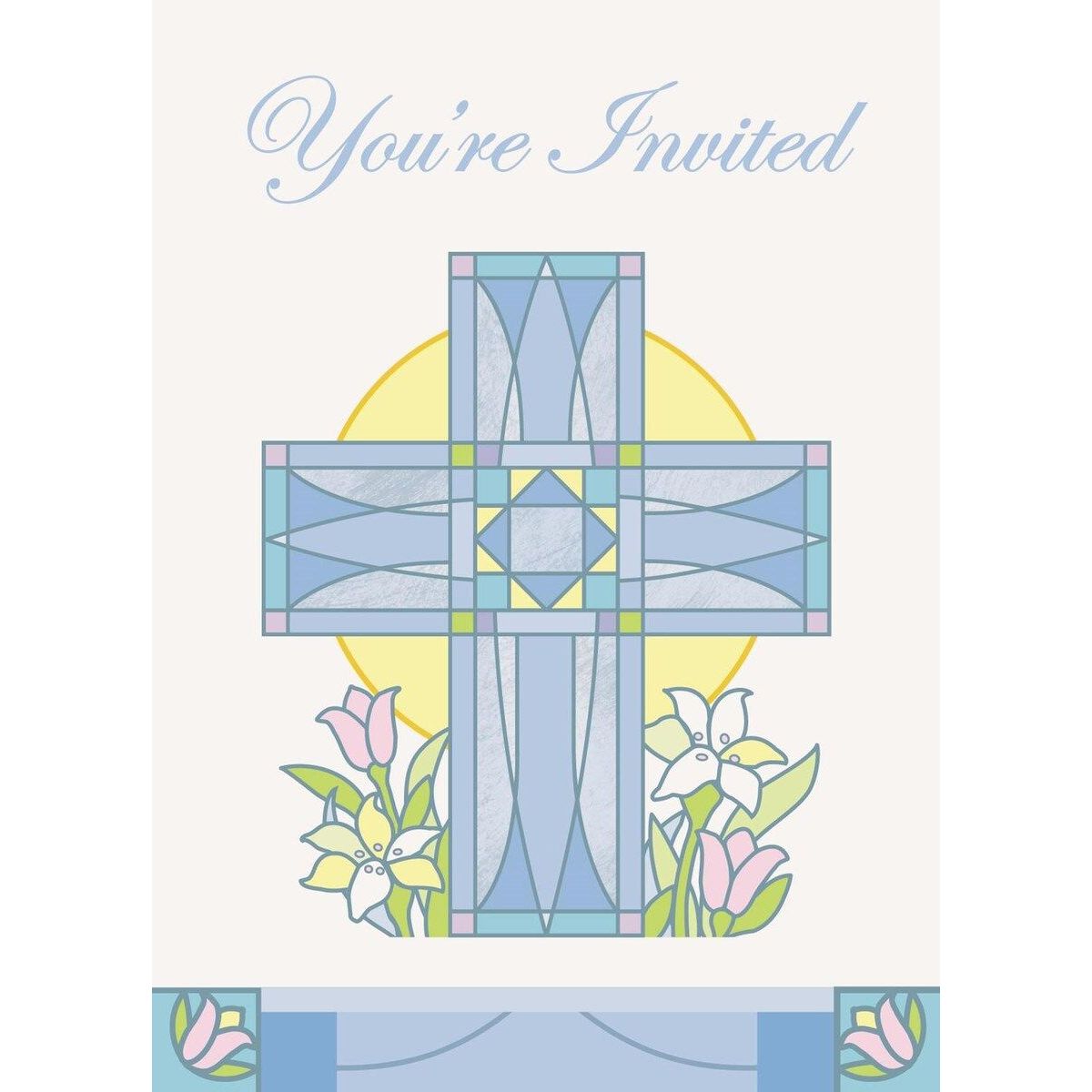 Sacred Cross Invitations - Blue - Dollars and Sense