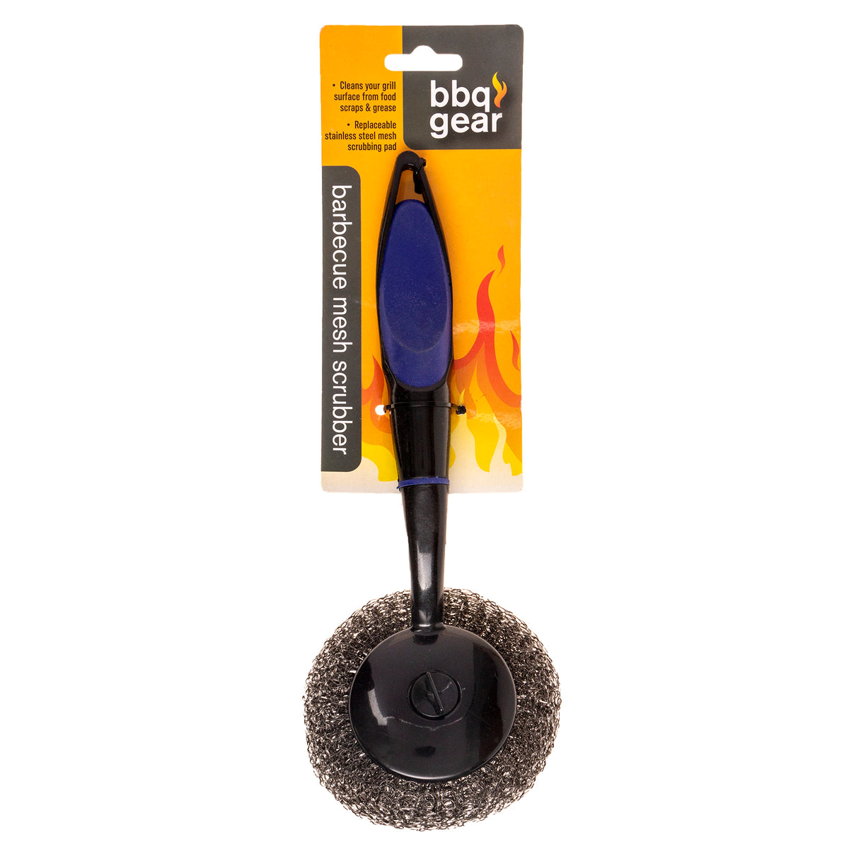 BBQ Scourer Round Steel Wire with Handle 28cm