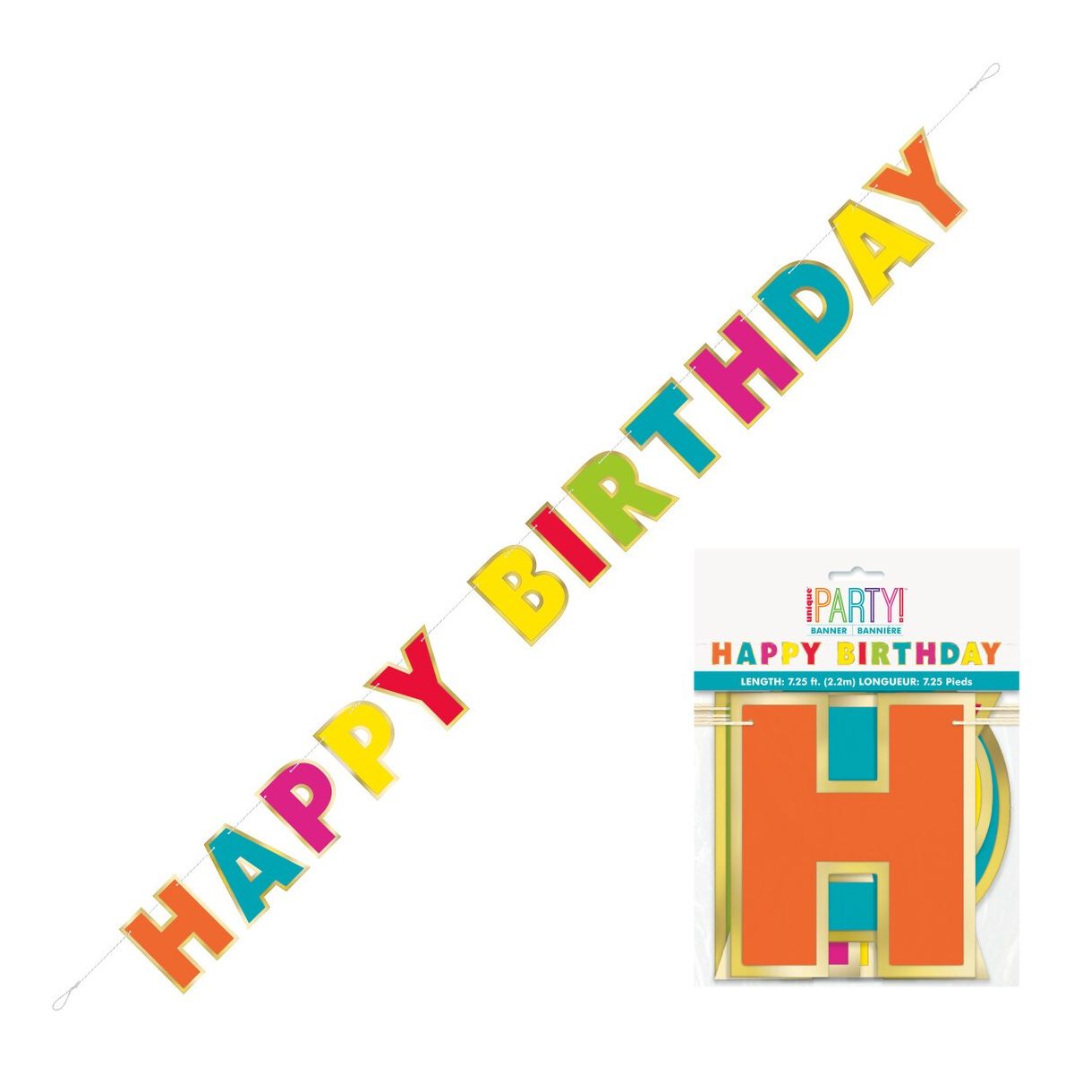 Happy Birthday Gold Foil Banner - Rainbow - Dollars and Sense