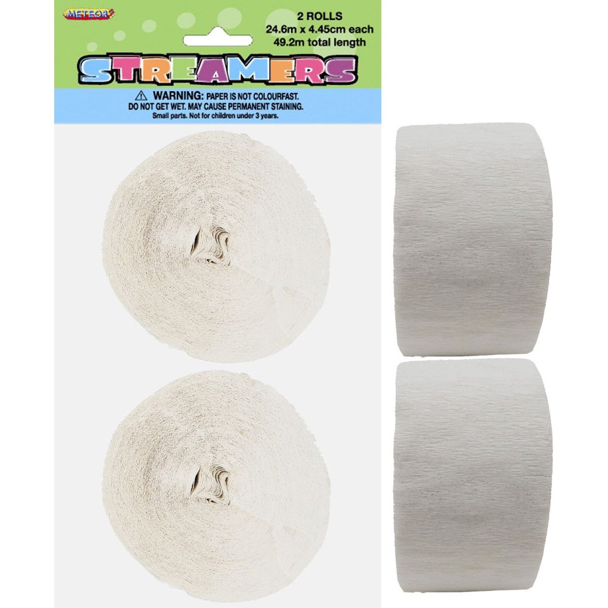 Bright White Crepe Streamers