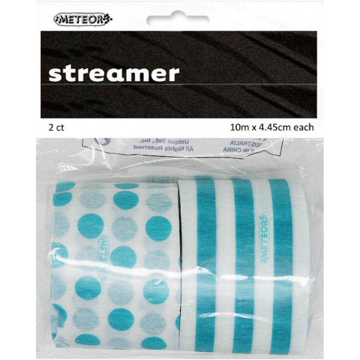 Crepe Streamers Stripes & Dots - Caribbean Teal - Dollars and Sense