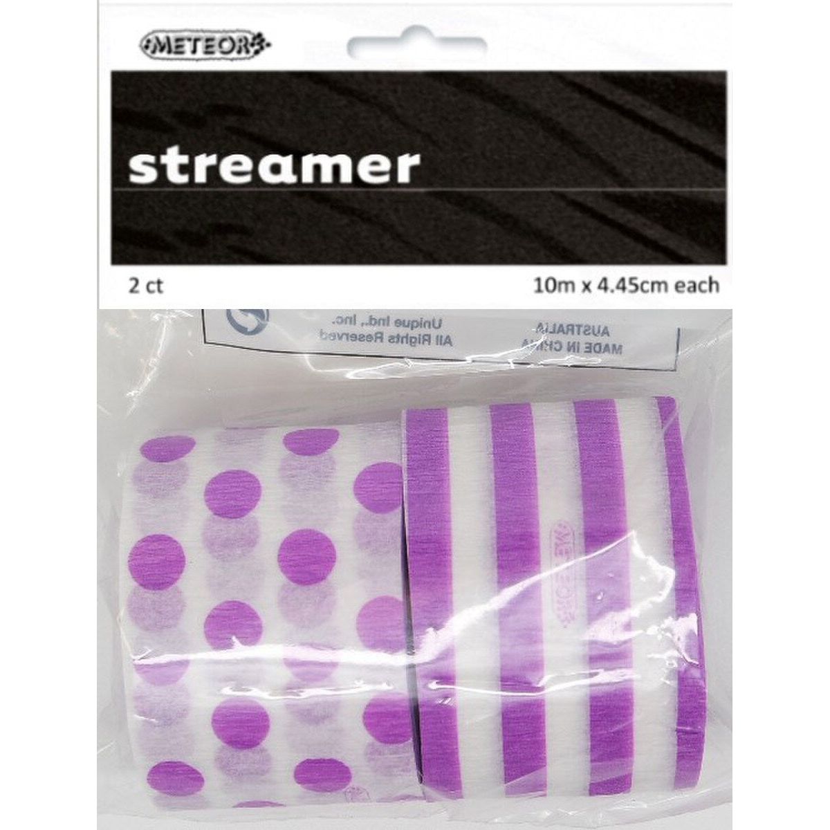 Crepe Streamers Stripes & Dots - Pretty Purple - Dollars and Sense