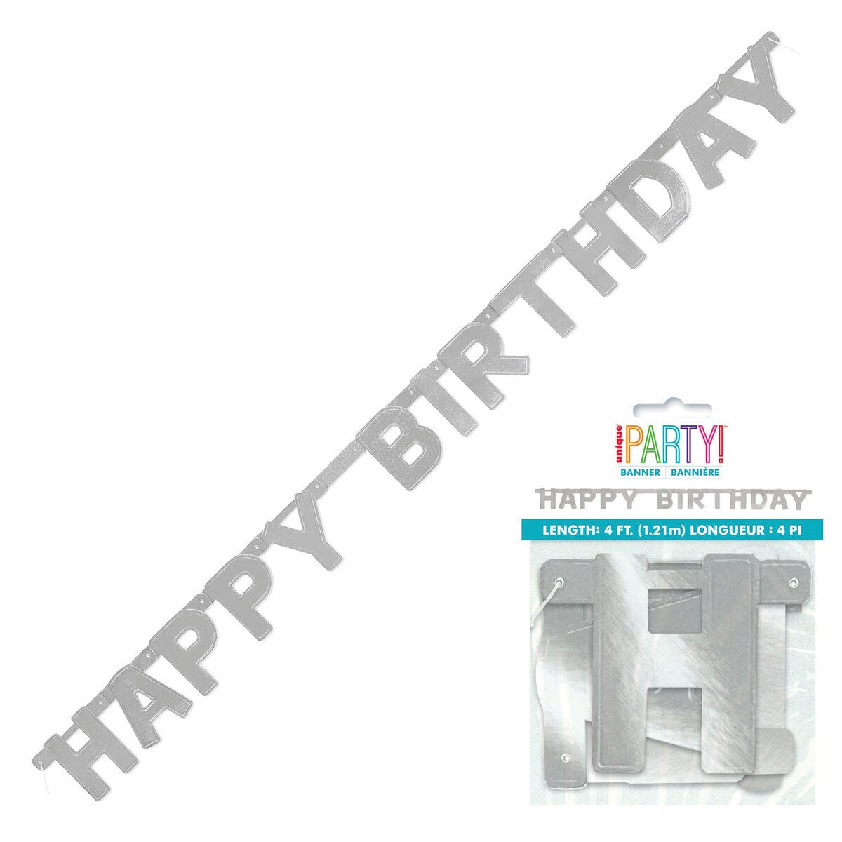 Happy Birthday Silver Dlx Banner - Dollars and Sense